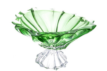 Фруктовниця на нозі 33см Aurum Crystal Plantica Green 