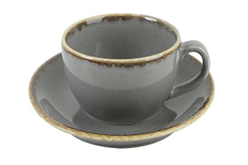 Набір чашка 320мл + блюдце 15см Porland Dark Grey